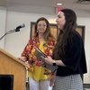Knox County Public Library Director Lana Hale introduces the library’s attorney, Suzy Marino, an associate with Dinsmore &amp; Shohl LLC of Louisville, who spoke to the fiscal court concerning approval for the new construction project.